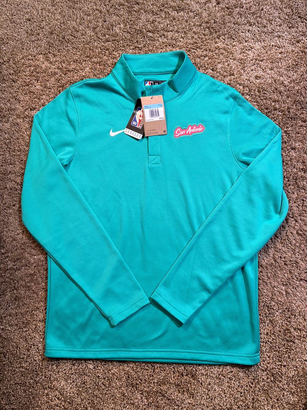 NWT Nike San Antonio Spurs NBA 1/4 Zip Pullover Jacket Mens Size Medium MSRP $70